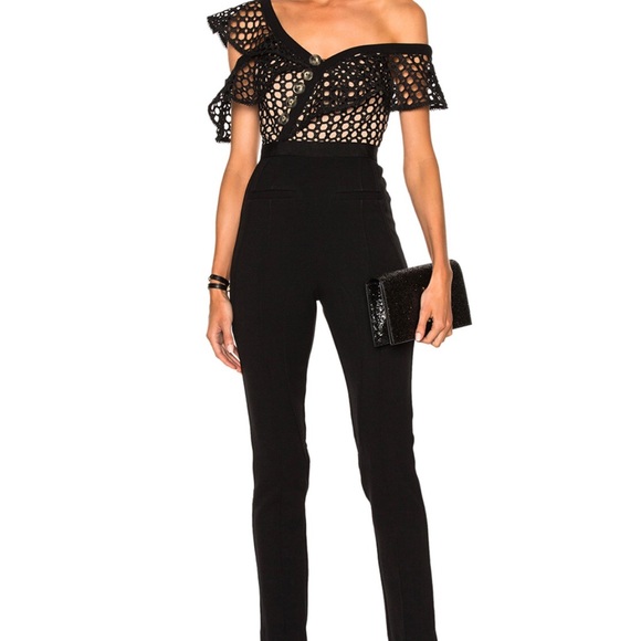 Self-Portrait Pants - Self-Portrait Lace Frill Jumpsuit